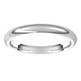 18K White Gold Domed Comfort Fit Wedding Band, 2.5 mm Wide