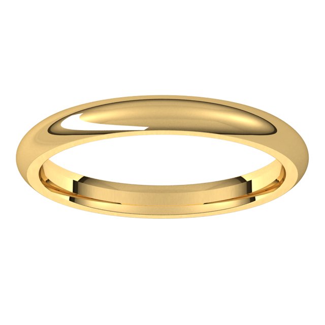 14K Yellow Gold Domed Comfort Fit Wedding Band, 2.5 mm Wide