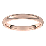 18K Rose Gold Domed Comfort Fit Wedding Band, 2.5 mm Wide
