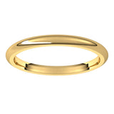 10K Yellow Gold Domed Comfort Fit Wedding Band, 2 mm Wide