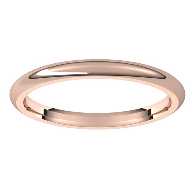 10K Rose Gold Domed Comfort Fit Wedding Band, 2 mm Wide