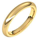 18K Yellow Gold Domed Comfort Fit Wedding Band, 3 mm Wide