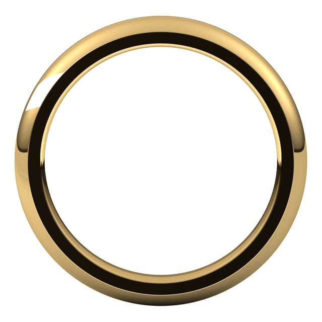 14K Yellow Gold Domed Comfort Fit Wedding Band, 3 mm Wide