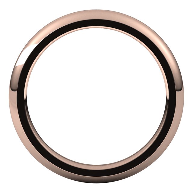 14K Rose Gold Domed Comfort Fit Wedding Band, 3 mm Wide
