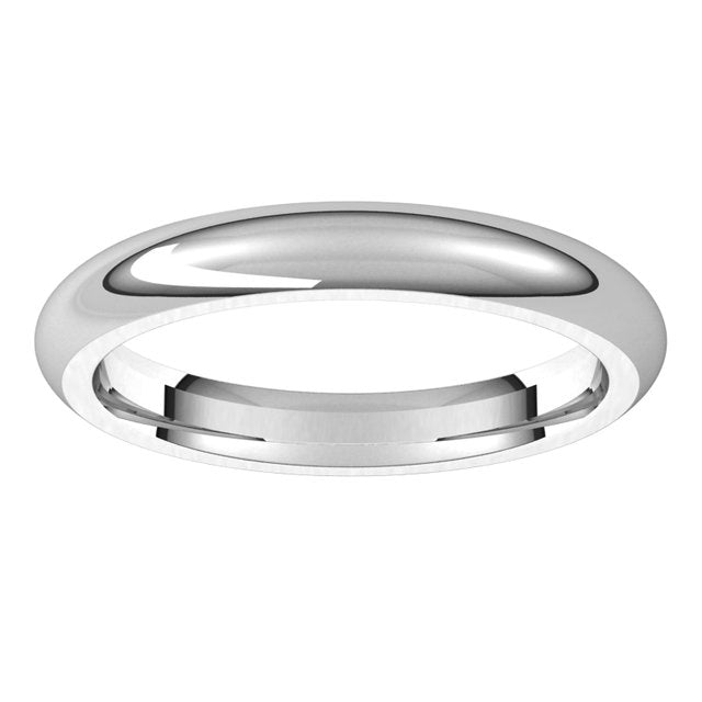 18K White Gold Domed Comfort Fit Wedding Band, 3 mm Wide