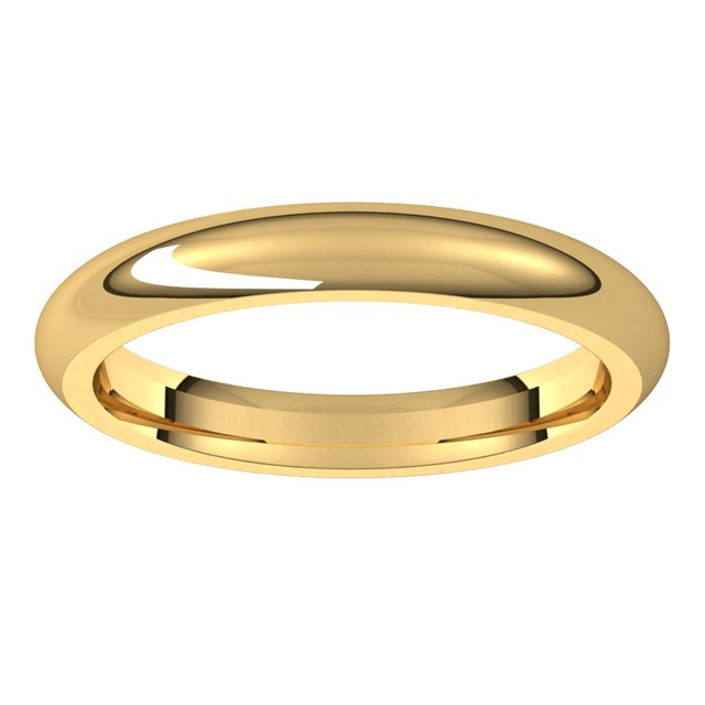18K Yellow Gold Domed Comfort Fit Wedding Band, 3 mm Wide
