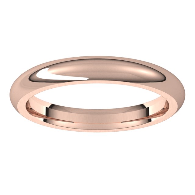 14K Rose Gold Domed Comfort Fit Wedding Band, 3 mm Wide
