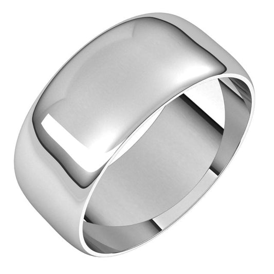 10K White Gold Half Round Ultra-Light Wedding Band, 8 mm Wide