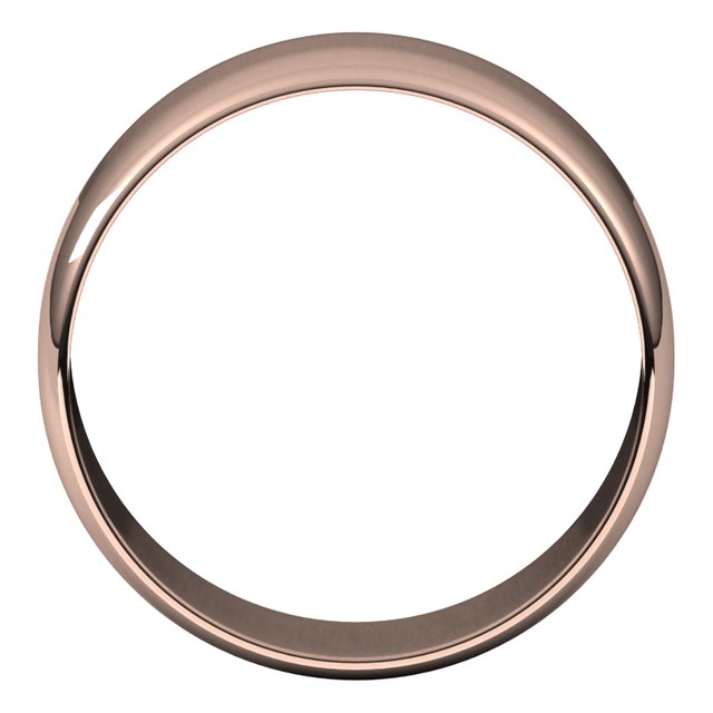 14K Rose Gold Half Round Ultra-Light Wedding Band, 8 mm Wide