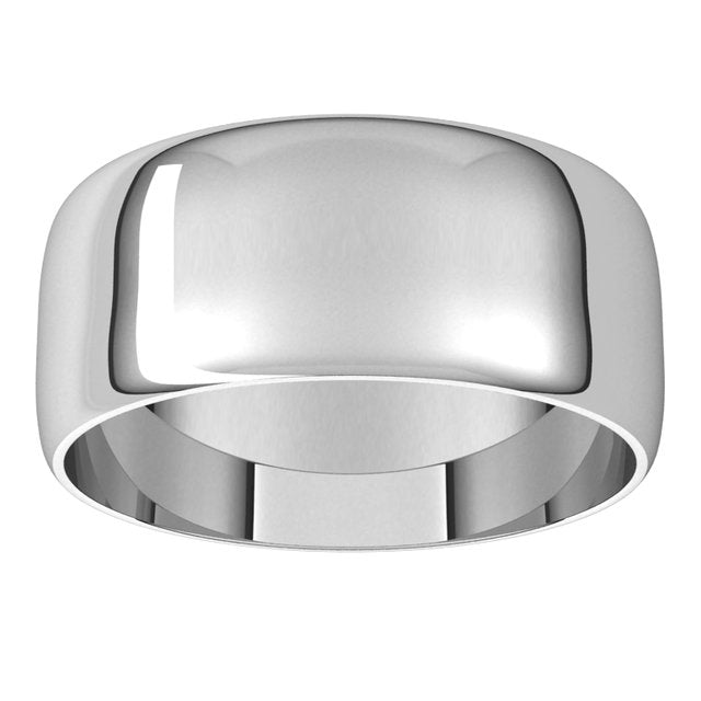 Platinum Half Round Ultra-Light Wedding Band, 8 mm Wide