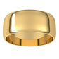 18K Yellow Gold Half Round Ultra-Light Wedding Band, 8 mm Wide