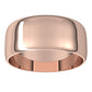 14K Rose Gold Half Round Ultra-Light Wedding Band, 8 mm Wide