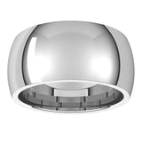 14K White Gold Domed Comfort Fit Wedding Band, 10 mm Wide