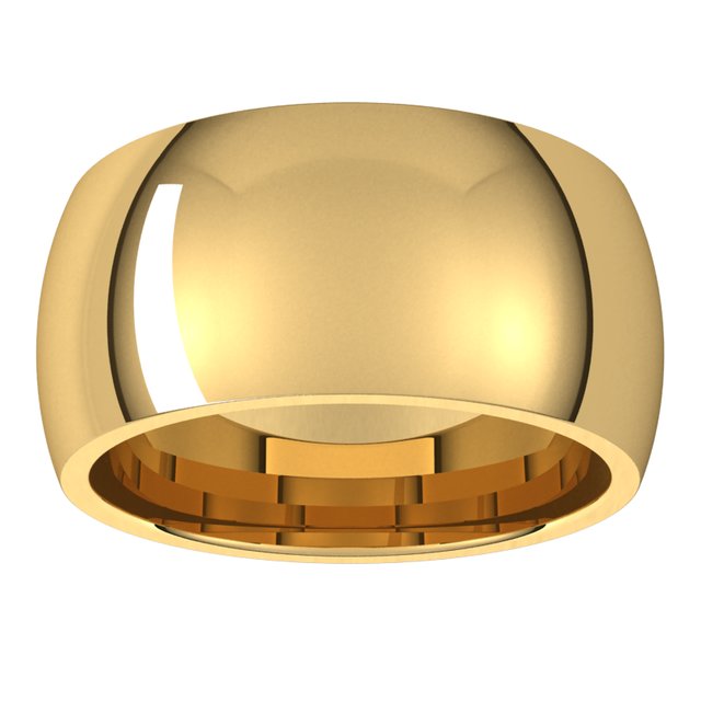 18K Yellow Gold Domed Comfort Fit Wedding Band, 10 mm Wide