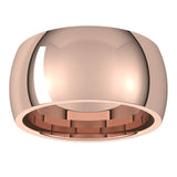 14K Rose Gold Domed Comfort Fit Wedding Band, 10 mm Wide