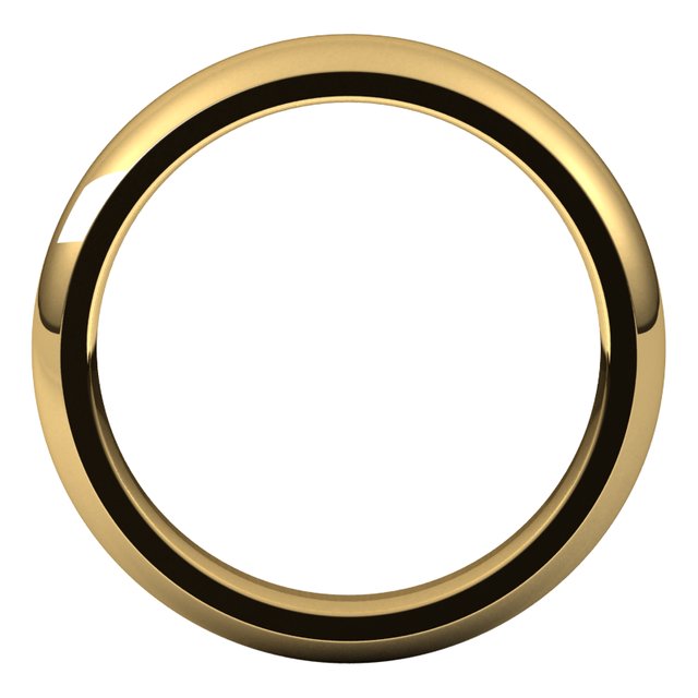 18K Yellow Gold Domed Comfort Fit Wedding Band, 4 mm Wide