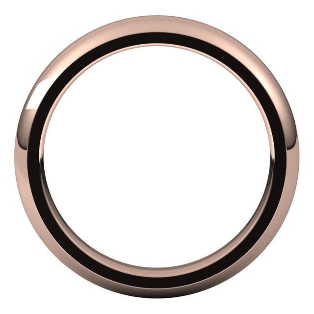 18K Rose Gold Domed Comfort Fit Wedding Band, 4 mm Wide