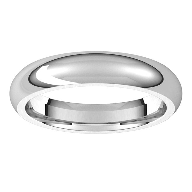 18K White Gold Domed Comfort Fit Wedding Band, 4 mm Wide