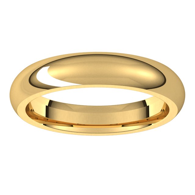10K Yellow Gold Domed Comfort Fit Wedding Band, 4 mm Wide