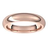 14K Rose Gold Domed Comfort Fit Wedding Band, 4 mm Wide