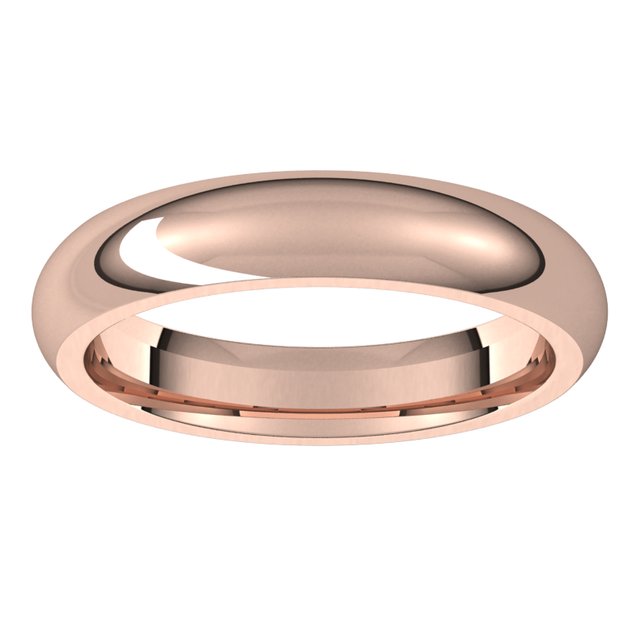 18K Rose Gold Domed Comfort Fit Wedding Band, 4 mm Wide