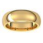 14K Yellow Gold Domed Comfort Fit Wedding Band, 6 mm Wide
