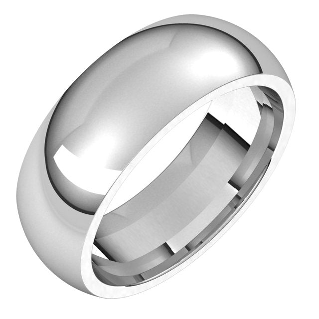 10K White Gold Domed Comfort Fit Wedding Band, 7 mm Wide