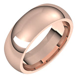 10K Rose Gold Domed Comfort Fit Wedding Band, 7 mm Wide