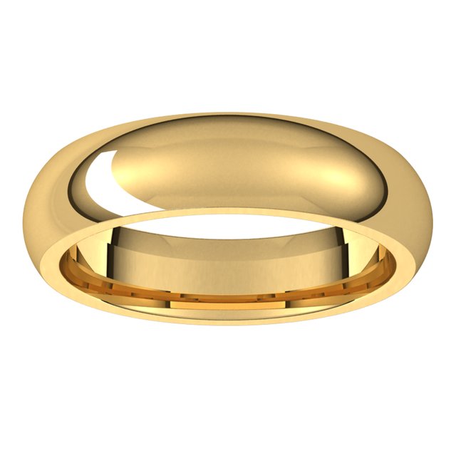 18K Yellow Gold Domed Comfort Fit Wedding Band, 5 mm Wide