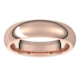 14K Rose Gold Domed Comfort Fit Wedding Band, 5 mm Wide