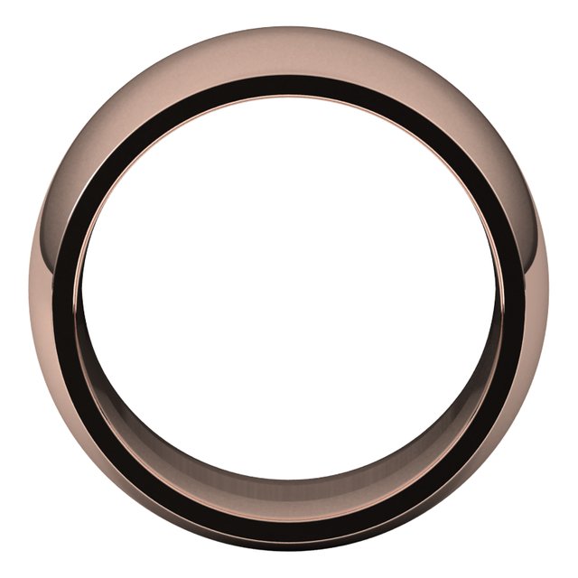 18K Rose Gold Domed Comfort Fit Wedding Band, 12 mm Wide