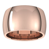 14K Rose Gold Domed Comfort Fit Wedding Band, 12 mm Wide