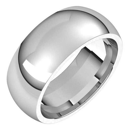 10K White Gold Domed Comfort Fit Wedding Band, 8 mm Wide