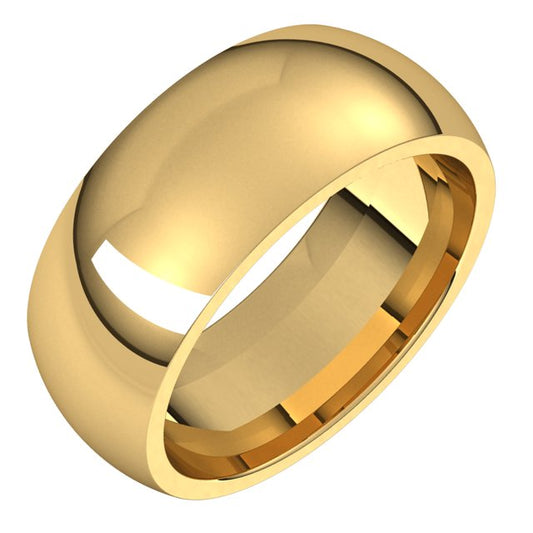 14K Yellow Gold Domed Comfort Fit Wedding Band, 8 mm Wide