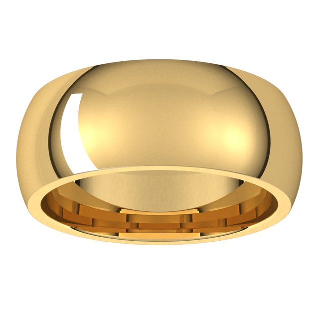 14K Yellow Gold Domed Comfort Fit Wedding Band, 8 mm Wide