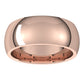 10K Rose Gold Domed Comfort Fit Wedding Band, 8 mm Wide