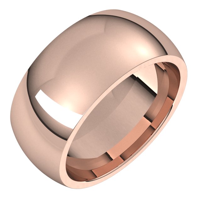 14K Rose Gold Domed Comfort Fit Wedding Band, 9 mm Wide