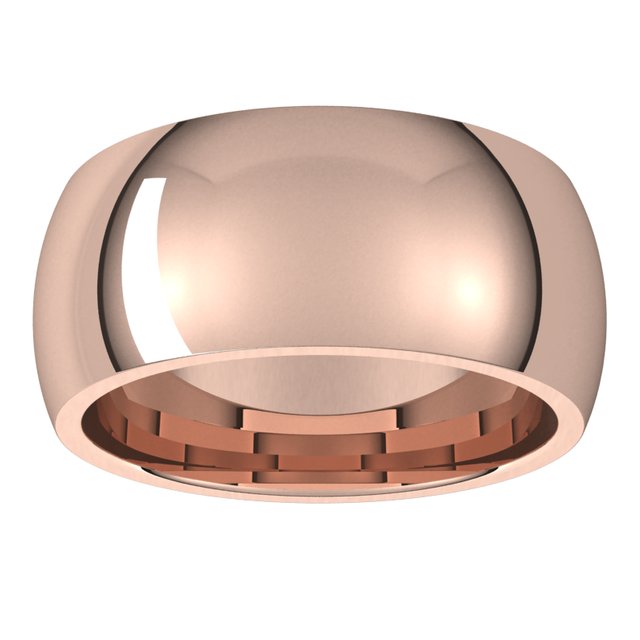 14K Rose Gold Domed Comfort Fit Wedding Band, 9 mm Wide