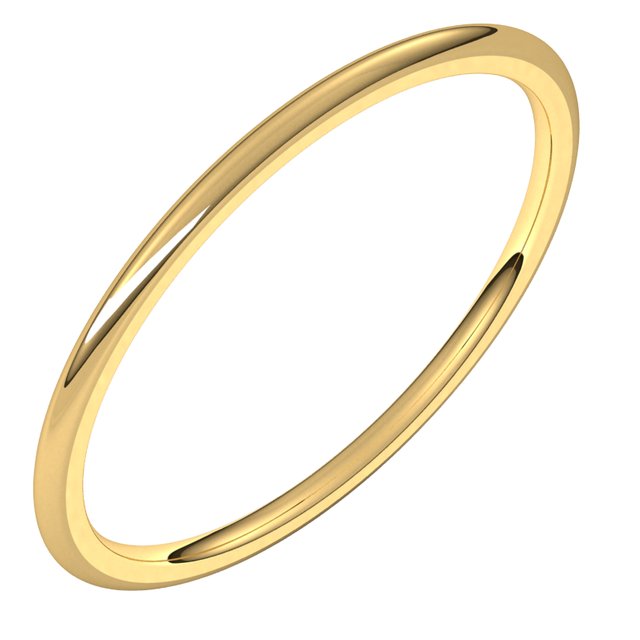 14K Yellow Gold Domed Light Comfort Fit Wedding Band, 1 mm Wide
