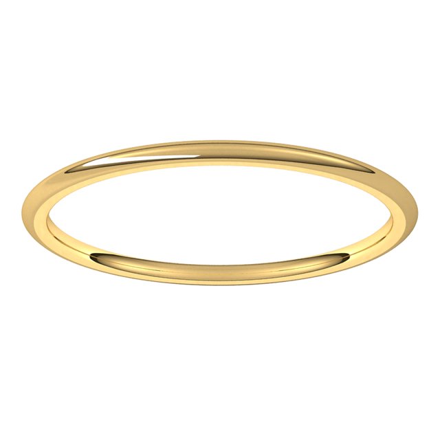 14K Yellow Gold Domed Light Comfort Fit Wedding Band, 1 mm Wide