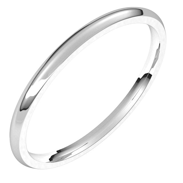 14K White Gold Domed Light Comfort Fit Wedding Band, 1.5 mm Wide