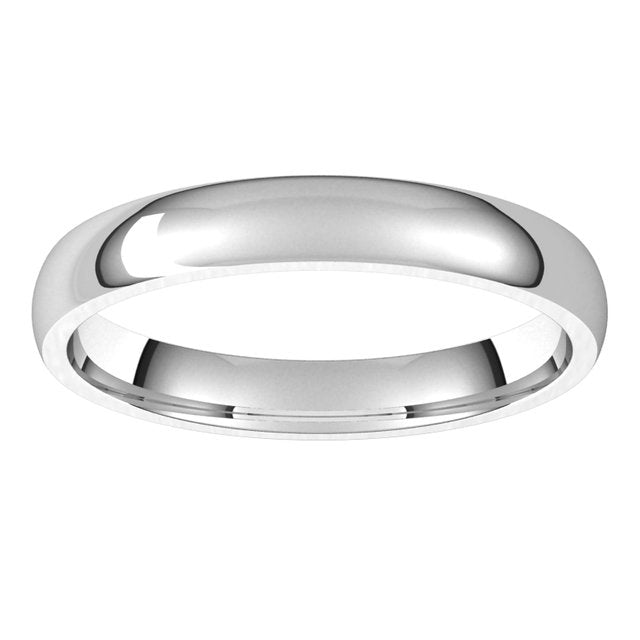 14K White Gold Domed Light Comfort Fit Wedding Band, 3 mm Wide