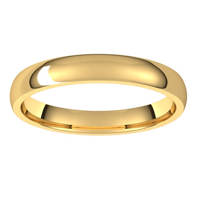 14K Yellow Gold Domed Light Comfort Fit Wedding Band, 3 mm Wide