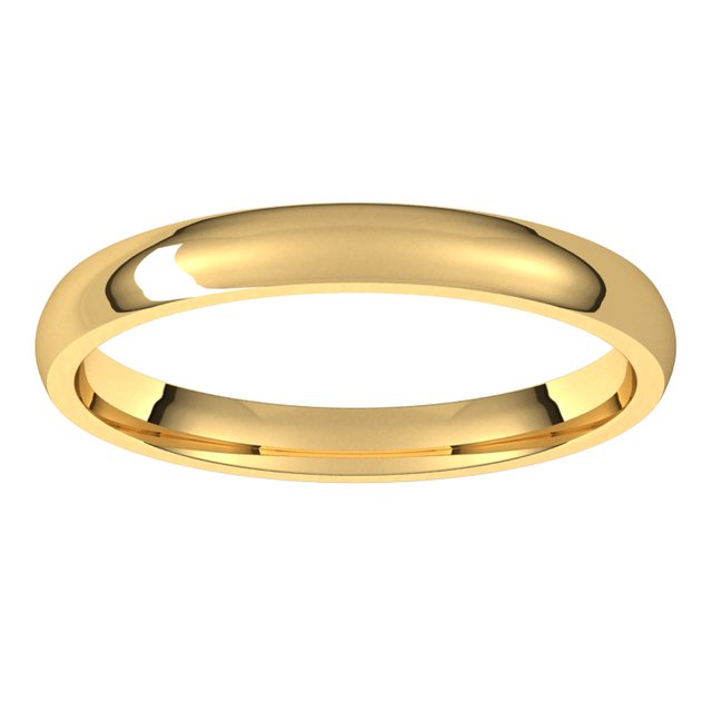 14K Yellow Gold Domed Light Comfort Fit Wedding Band, 2.5 mm Wide