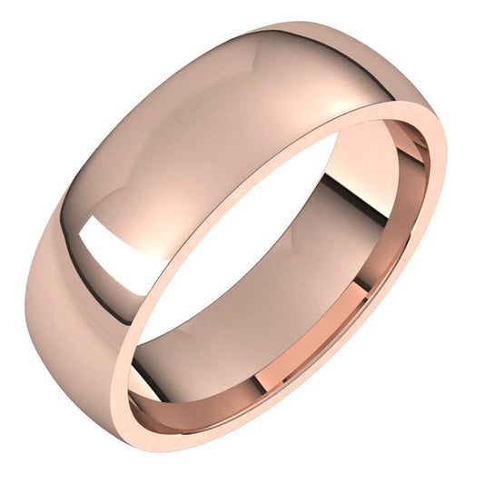 14K Rose Gold Domed Light Comfort Fit Wedding Band, 5 mm Wide