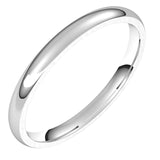 14K White Gold Domed Light Comfort Fit Wedding Band, 2 mm Wide