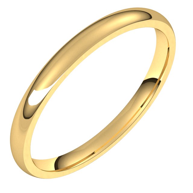 10K Yellow Gold Domed Light Comfort Fit Wedding Band, 2 mm Wide