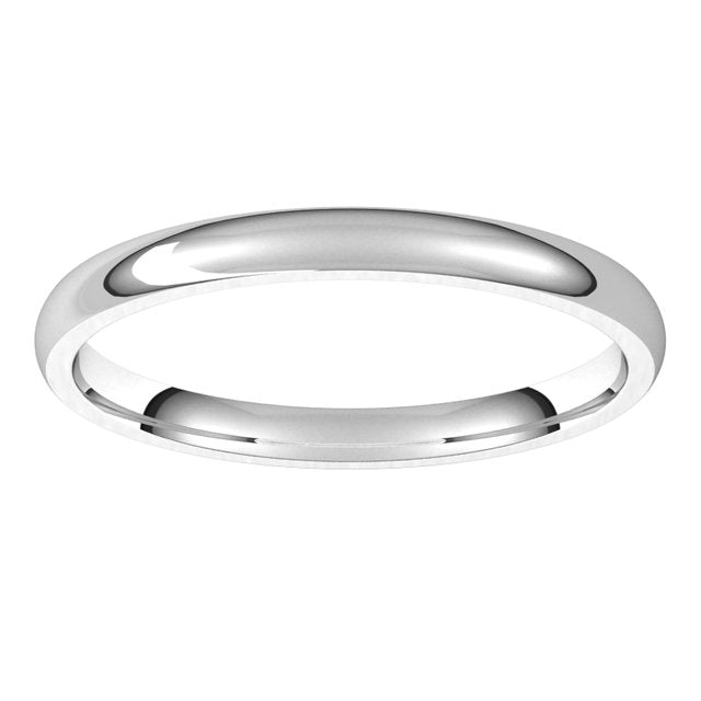 Palladium Domed Light Comfort Fit Wedding Band, 2 mm Wide