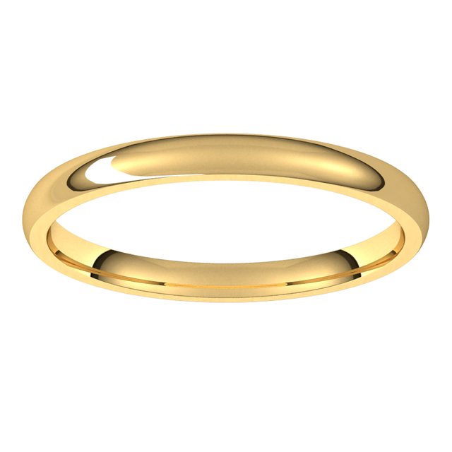 14K Yellow Gold Domed Light Comfort Fit Wedding Band, 2 mm Wide