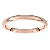 10K Rose Gold Domed Light Comfort Fit Wedding Band, 2 mm Wide